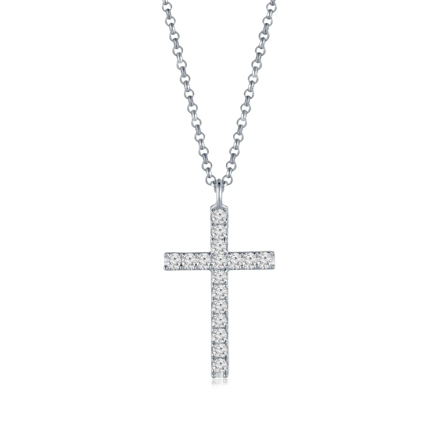 18K White Gold Diamond Cross Pendant