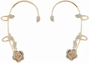 2PCS Women's Clip-On Earrings Hook Without Pierced Rose Flower Ear Bone Clip Ear Clip Butterfly