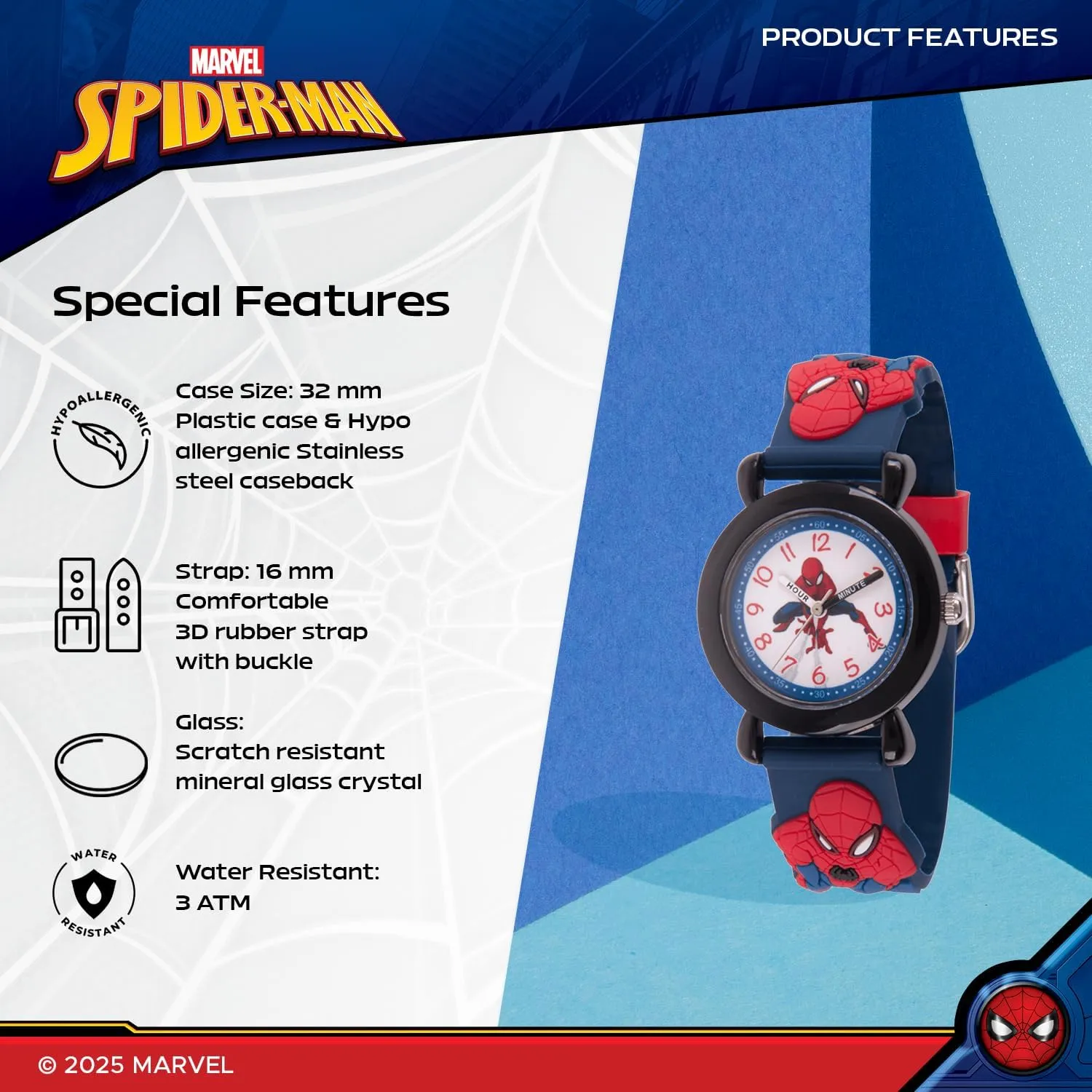 Accutime Kids Marvel Avengers Captain America Spiderman Guardians of The Galaxy Analog Quartz Superhero Time Teacher Watch for Boys, Girls, Toddlers with Hour Minute Markers to Learn How to Read Time