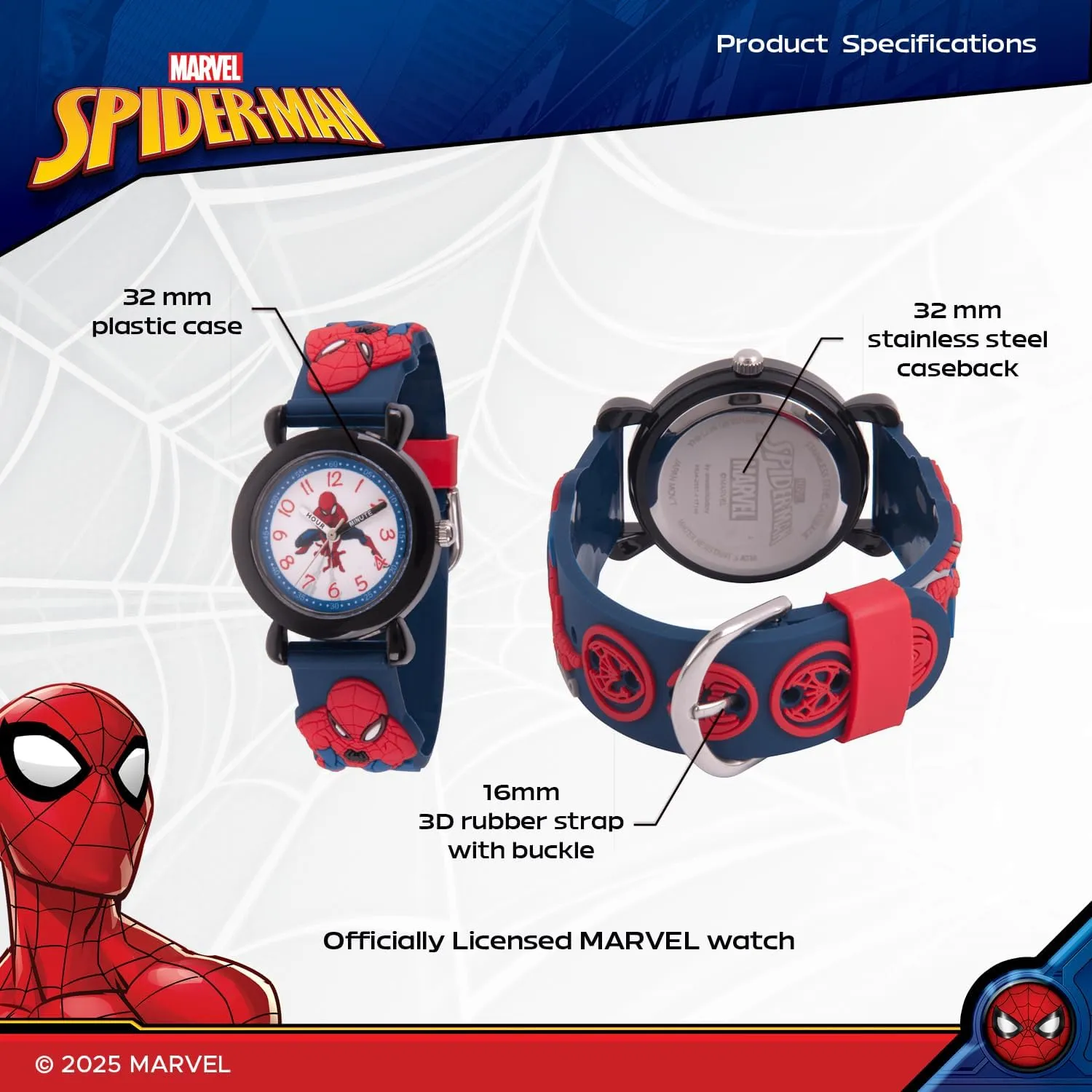 Accutime Kids Marvel Avengers Captain America Spiderman Guardians of The Galaxy Analog Quartz Superhero Time Teacher Watch for Boys, Girls, Toddlers with Hour Minute Markers to Learn How to Read Time