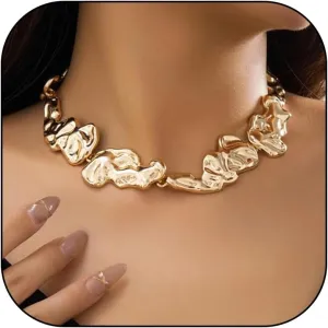 Aonklot Chunky Gold Necklace Statement Necklace for Women Gold Choker Necklace Cuban Link Necklace Snake Chain Trendy Necklace for Women 2025