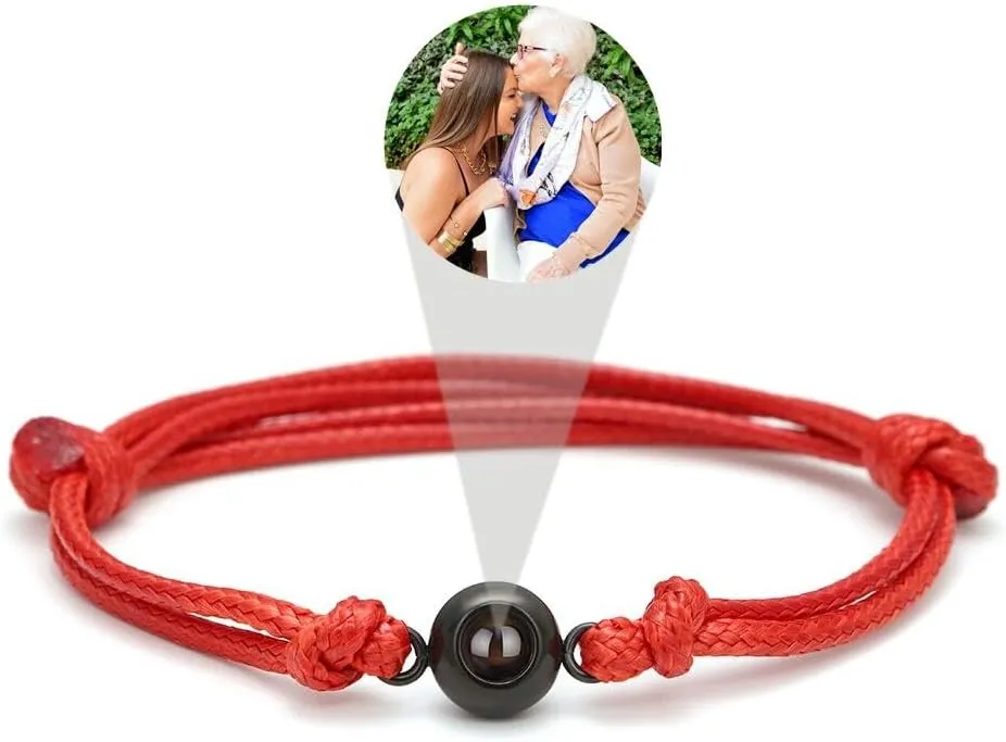 Bracelets with Photos,Custom Bracelets with Picture Inside, Customized Projection Bracelets with Photos, Picture Bracelet Personalized Photo (Red,1pcs)