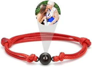Bracelets with Photos,Custom Bracelets with Picture Inside, Customized Projection Bracelets with Photos, Picture Bracelet Personalized Photo (Red,1pcs)