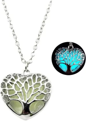Chunky Heart Necklace Luminous Purple Red Blue Green Heart Pendant Necklace for Women Men Glow in the Dark Jewelry Gift