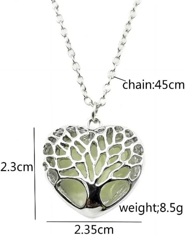 Chunky Heart Necklace Luminous Purple Red Blue Green Heart Pendant Necklace for Women Men Glow in the Dark Jewelry Gift