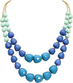 Coiris Statement Chunky Multi Strand Colorful Beaded Necklace African Acrylic Large Strawberry Bead 2 Layered Bib Collar Choker