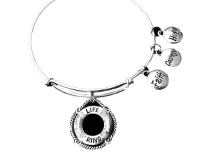 Faith Courage Hope Charm Bracelet Life Ring Life Perserver Expandable Silver Bangle