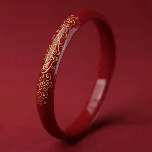 Feng Shui Bracelet Cinnabar Crystal Stone Bangle Carved Buddhist Scriptures Talisman Natural Gemstone Bracelet Retro Chinese Style Good Luck Amulet Women Jewelry Friendship Gifts,62mm ( Color : Red ,