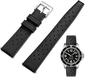 FKM Rubber Watch Strap Quick Release Tropical Style Fluororubber 18mm 20mm 22mm Soft Breathable Durable FKM Rubber Watch Band Universal Replacement Band Strap for Men Women