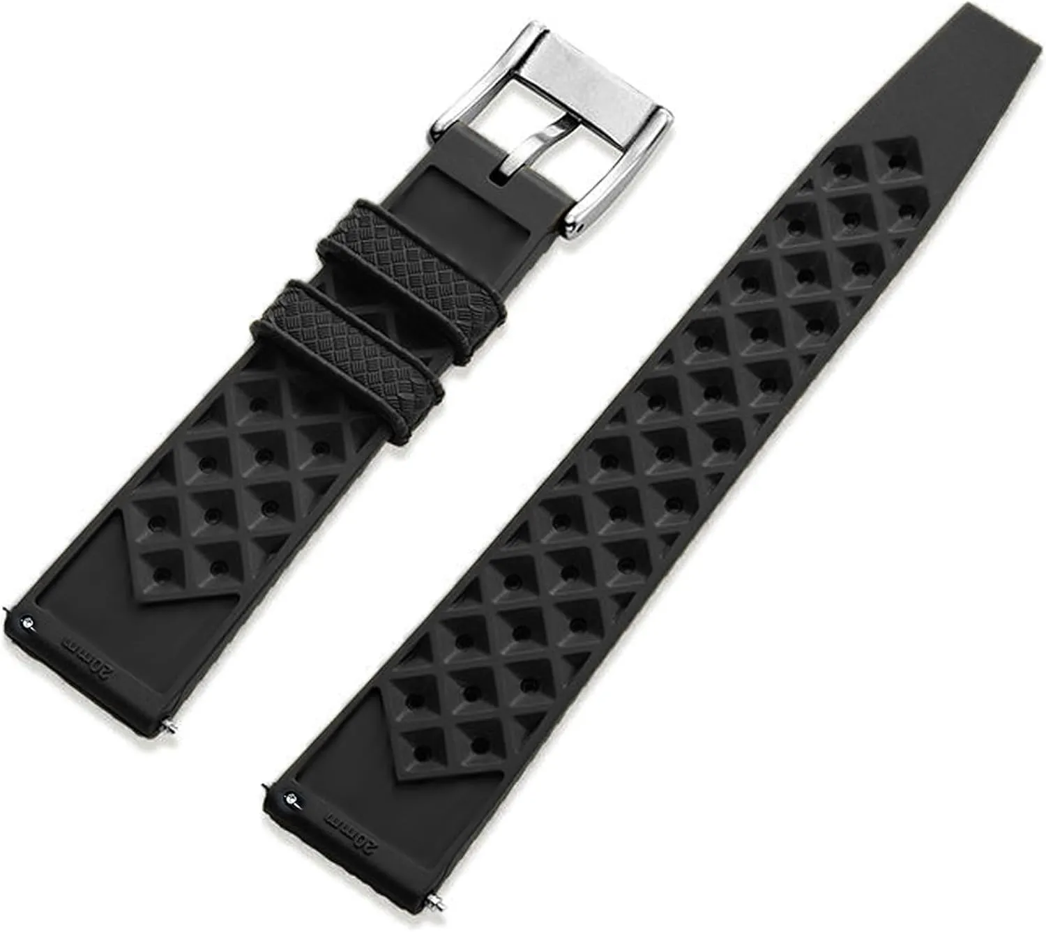 FKM Rubber Watch Strap Quick Release Tropical Style Fluororubber 18mm 20mm 22mm Soft Breathable Durable FKM Rubber Watch Band Universal Replacement Band Strap for Men Women