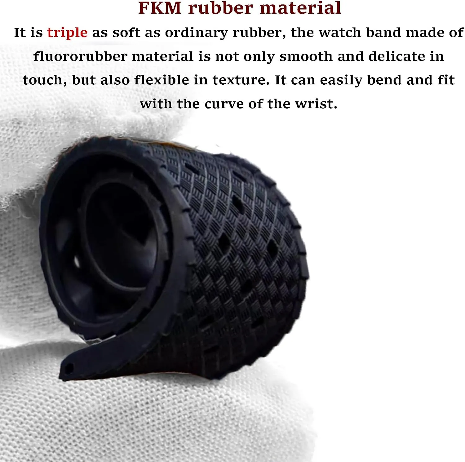 FKM Rubber Watch Strap Quick Release Tropical Style Fluororubber 18mm 20mm 22mm Soft Breathable Durable FKM Rubber Watch Band Universal Replacement Band Strap for Men Women