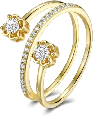 FOREVER QUEEN Women Rings Star Sun Colorful Zircon Adjustable 925 Sterling Silver Rainbow Toe Rings Thumb Rings for Women