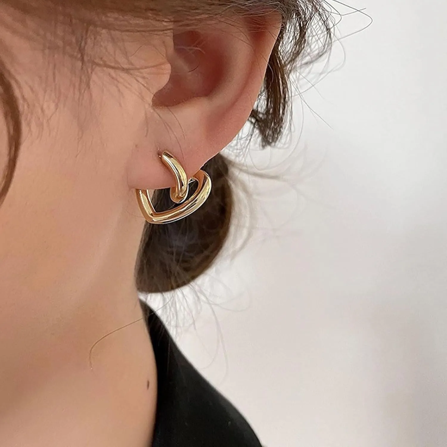 Gold Bow Heart Dangle Earrings For Women Silver Ribbon Bow Stud Earrings Heart Shaped Jewelry