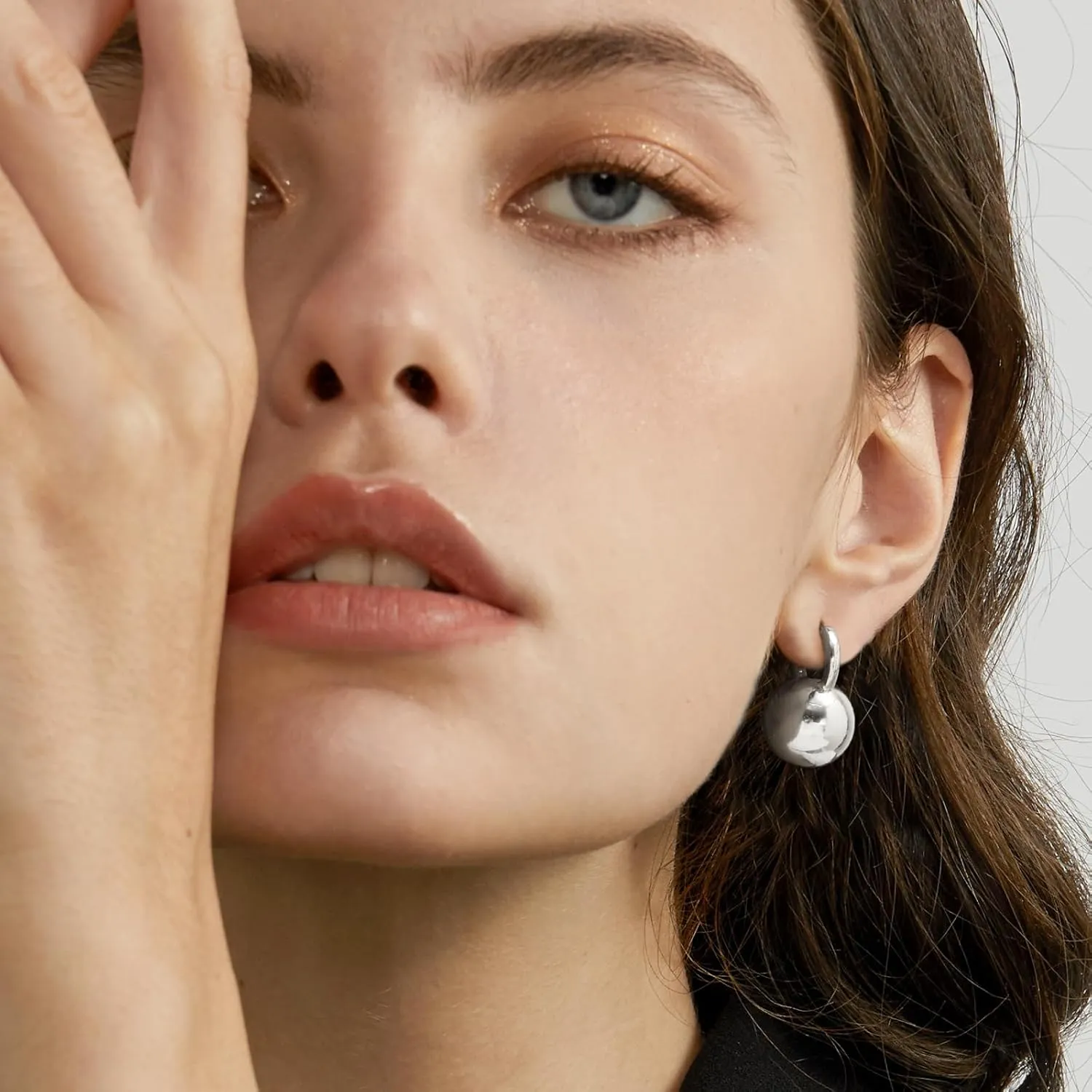 Gold Dangle Earrings for Women Sterling Silver Ball Drop Earrings Hypoallergenic Round Hoop Leverback Lightweight Fashion Jewelry