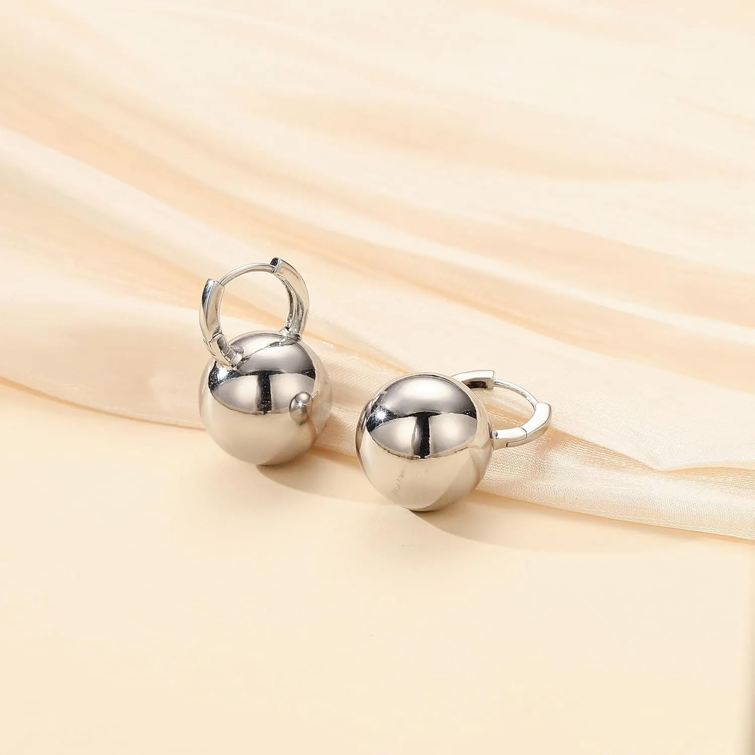 Gold Dangle Earrings for Women Sterling Silver Ball Drop Earrings Hypoallergenic Round Hoop Leverback Lightweight Fashion Jewelry