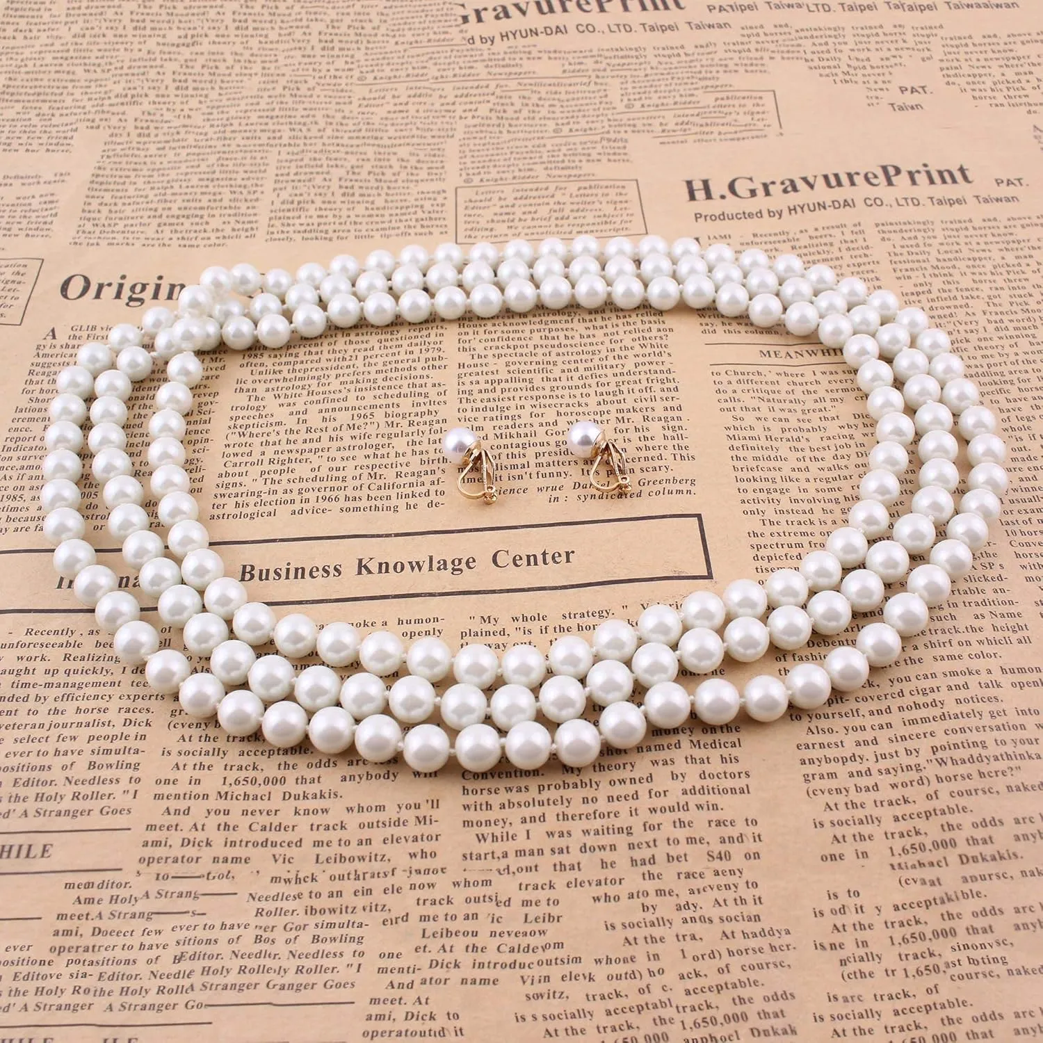 Handmade Faux Pearl Necklace and Clip on Earrings Jewelry Sets for Women Bib Choker Collar Necklace