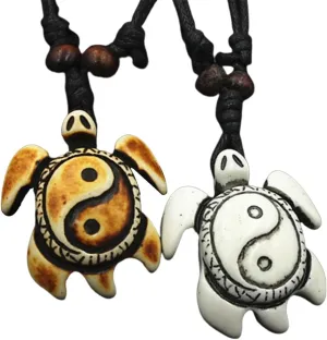 Hewill Unisex Adults Tai Chi Yin Yang Turtle Necklace, Black and White, 16 Inches, Resin, Alloy, No Clasp, No Gemstone, Retro, Matching Couple/Friendship Necklace for 2 for Any Occasion