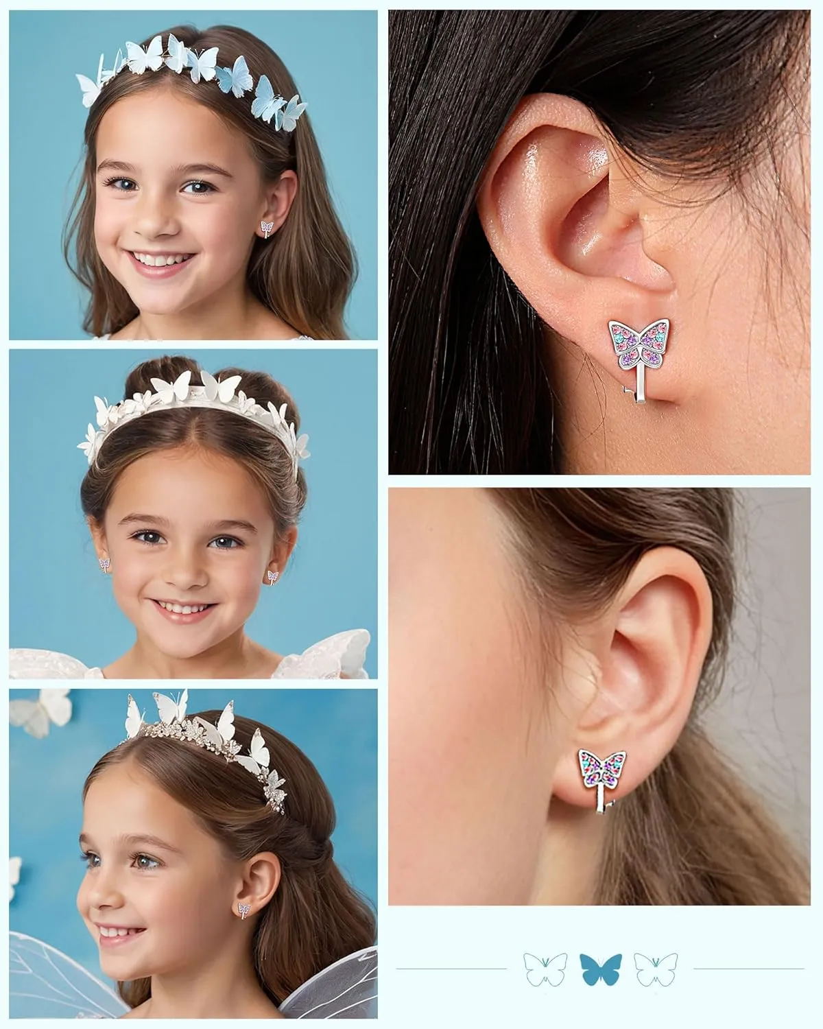 Hypoallergenic Cute Butterfly Clip on Earrings for Granddaughter Daughter, Valentines Birthday Graduation Gifts for Kids Girls