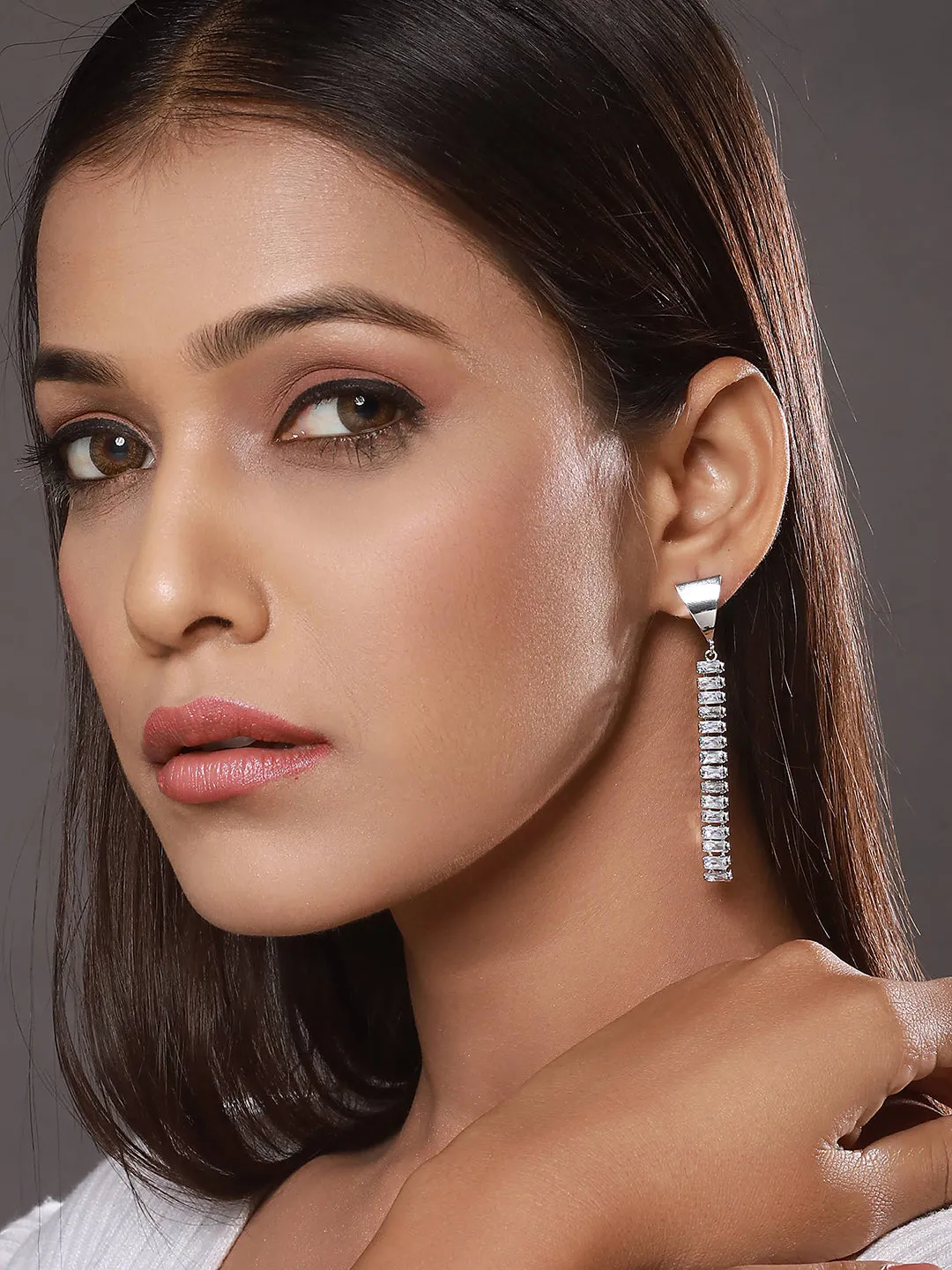 Jazz And Sizzle Silver Plated Contemporary Drop Earrings