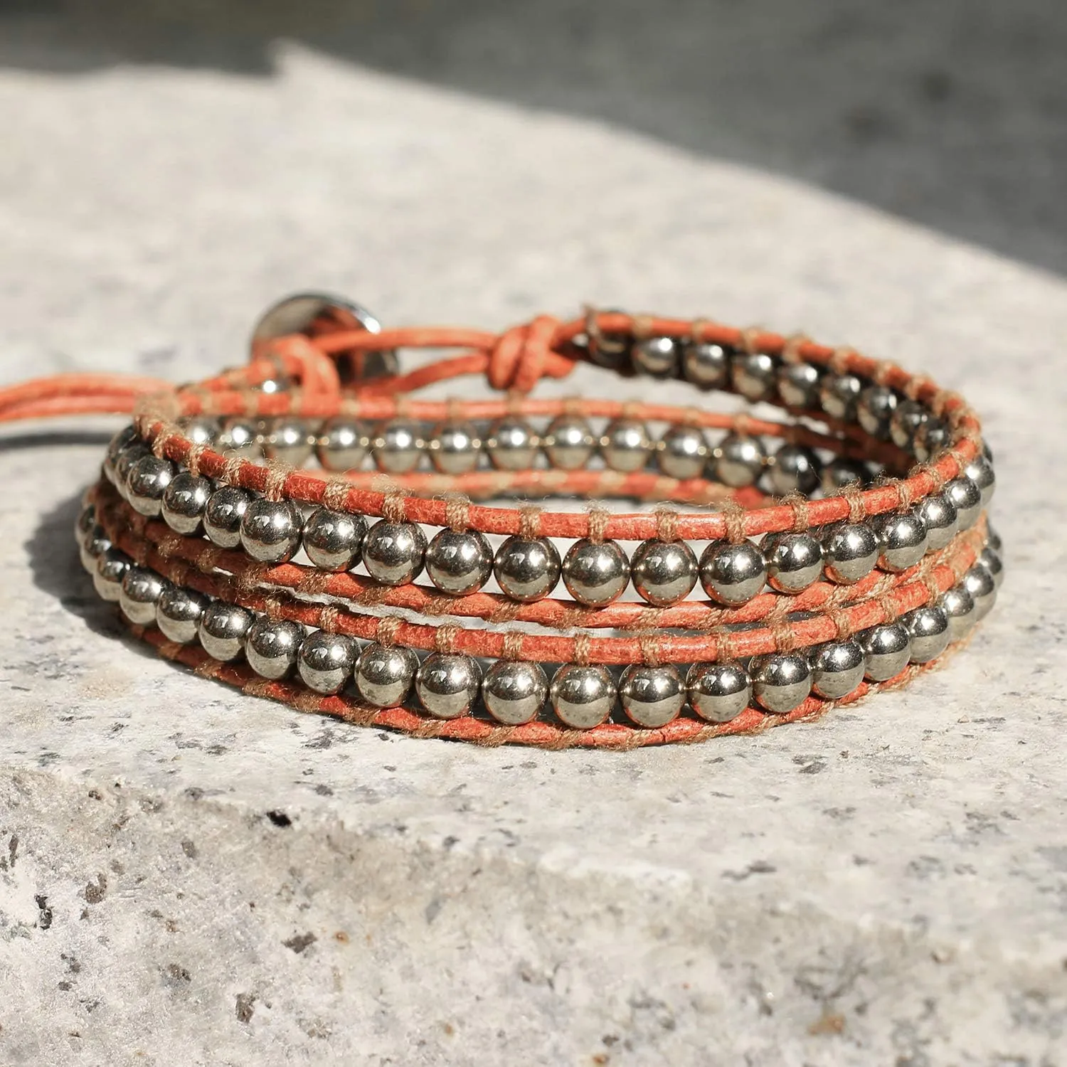 KELITCH Natural Turquoise Gems Beads 2 Wrap Bracelets Browm Leather Adjustable Bracelets New Turquoise Bracelets for Womens