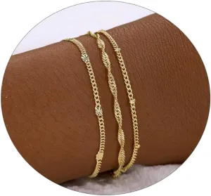 Kyerlyn Gold Bracelets for Women 14K Gold Bracelets Set for Women Dainty Herringbone Twisted Rope Chain Paperclip Link Bracelets Leaf Dot Bracelet Jewelry Gifts for Women