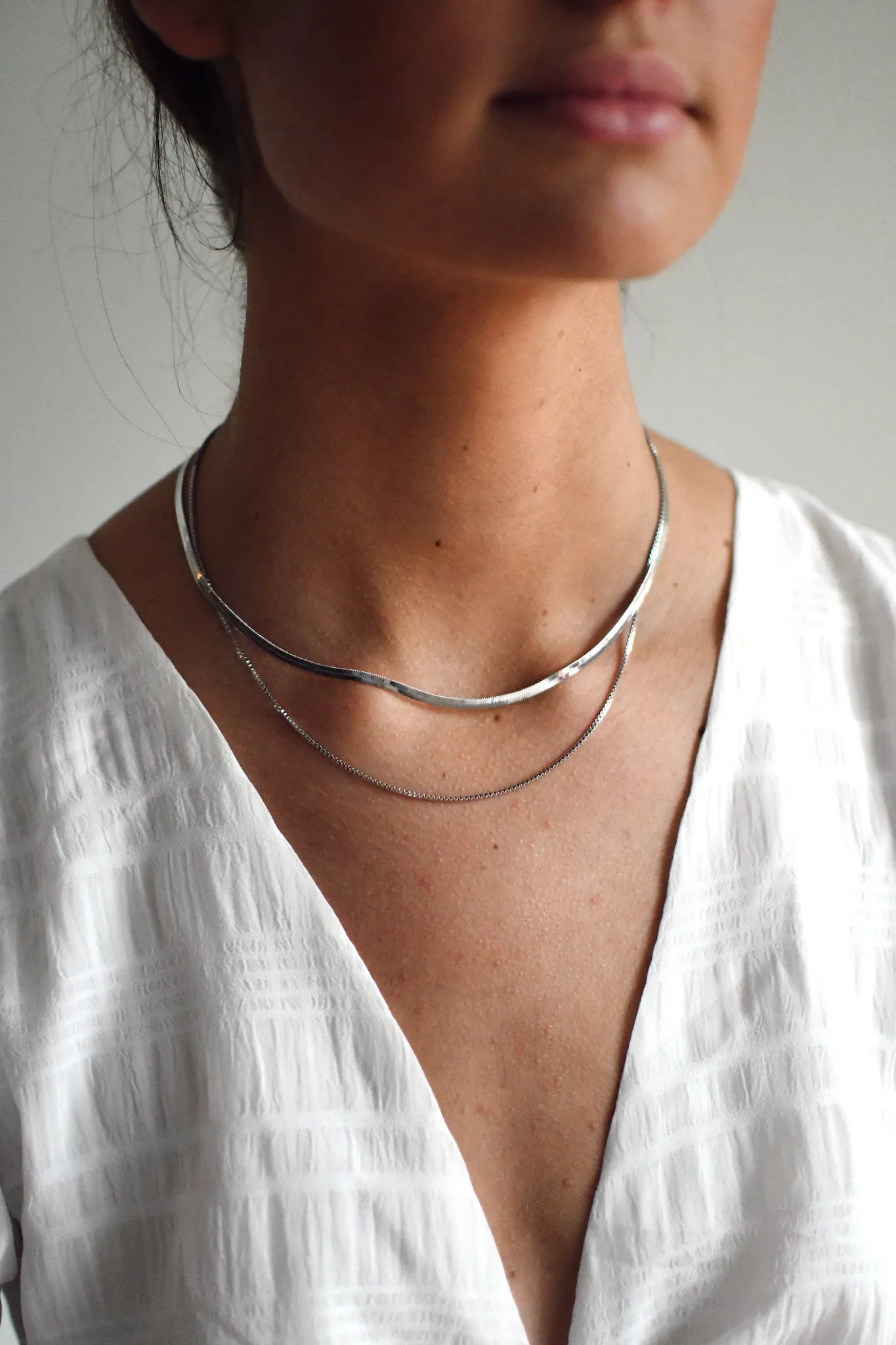 Layered Herringbone Chain Necklace