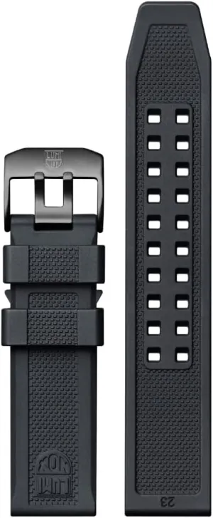 Luminox Watch Strap FPX.3050.20B.2.K - 23mm Black Rubber Watch Band with Stainless Steel Buckle for 3050 3051 3080 3081 8820 8821 8822, black/grey, Strap.