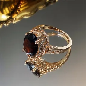 Luxury Oval Zircon Finger Ring 18K Gold Plated Antique Vintage Golden Color Wedding Rings