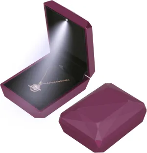 Luxury Pendant Necklace Gift Box, Velvet Jewelry Box Storage Case Organizer Holder for Proposal Engagement Wedding Anniversary Birthday Valentine's Day (Purple)