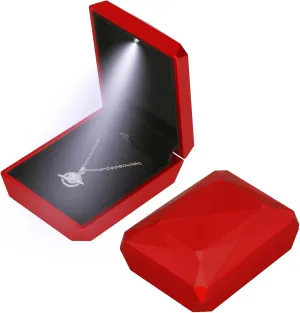 Luxury Pendant Necklace Gift Box, Velvet Jewelry Box Storage Case Organizer Holder for Proposal Engagement Wedding Anniversary Birthday Valentine's Day (Red)