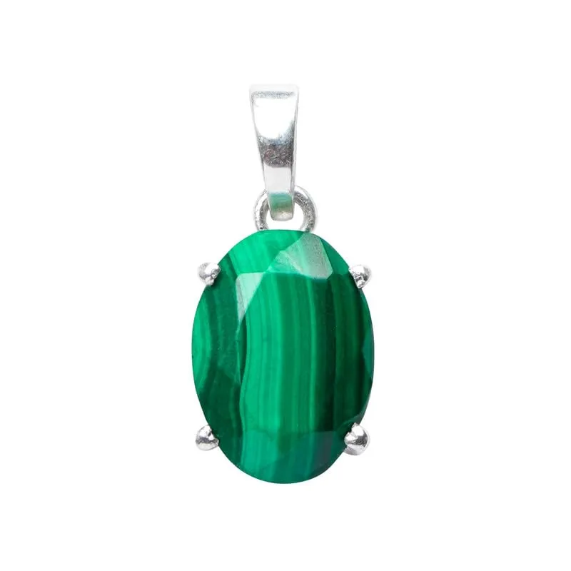 Malachite Stone Pendant, 925 Sterling Silver Pendant Necklace For Women, Natural Gemstone Pendant Necklace, Solitaire Pendant