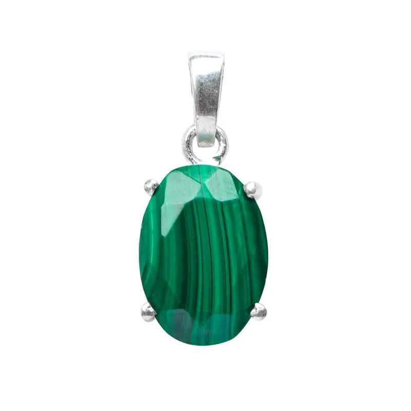 Malachite Stone Pendant, 925 Sterling Silver Pendant Necklace For Women, Natural Gemstone Pendant Necklace, Solitaire Pendant