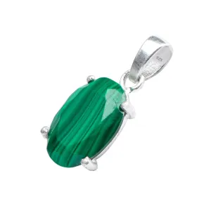 Malachite Stone Pendant, 925 Sterling Silver Pendant Necklace For Women, Natural Gemstone Pendant Necklace, Solitaire Pendant