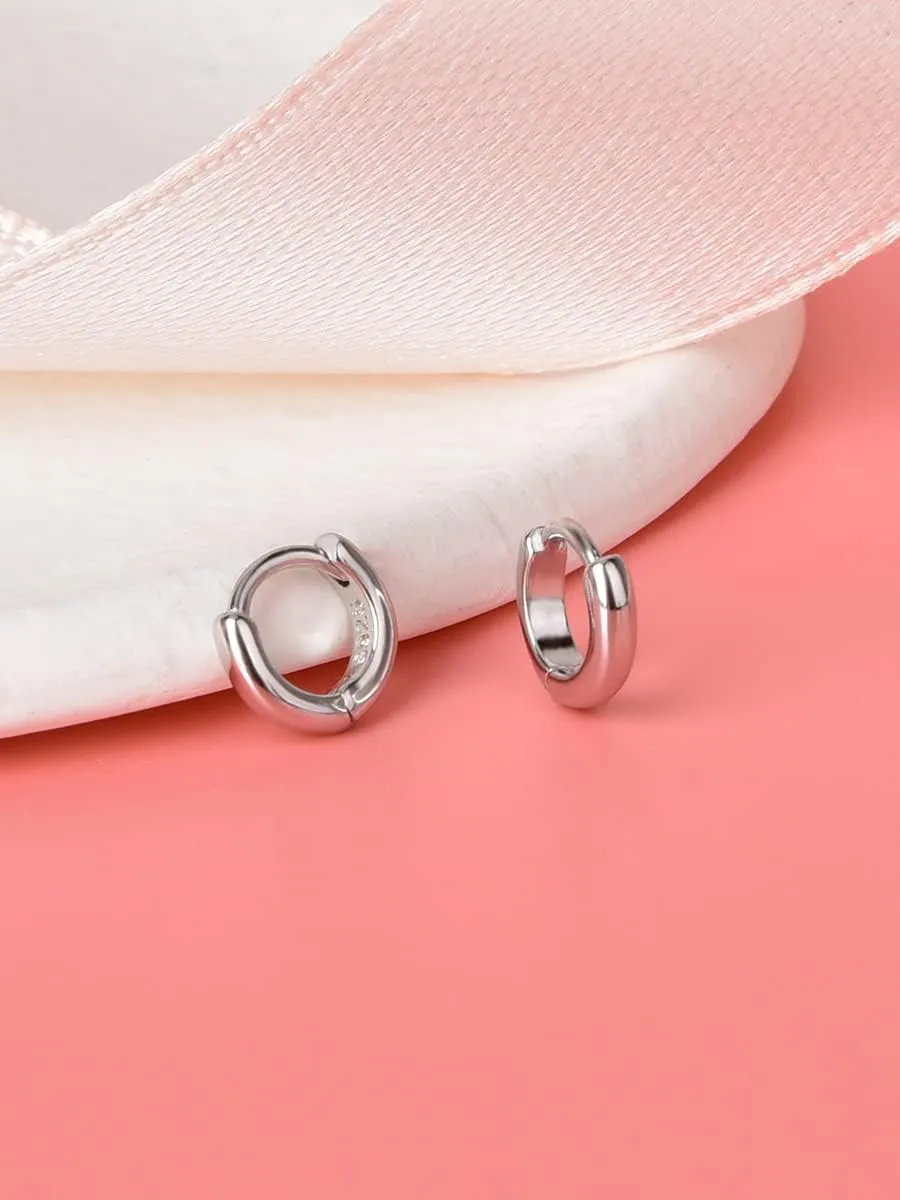Mini Tiny Huggie Hoop Earrings Top Upper Ear Cartilage Forward Helix Cuff Plain Simple 925 Sterling Silver Gold 9mm 8mm 7mm 6mm 5mm Hoop Earrings