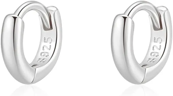 Mini Tiny Huggie Hoop Earrings Top Upper Ear Cartilage Forward Helix Cuff Plain Simple 925 Sterling Silver Gold 9mm 8mm 7mm 6mm 5mm Hoop Earrings