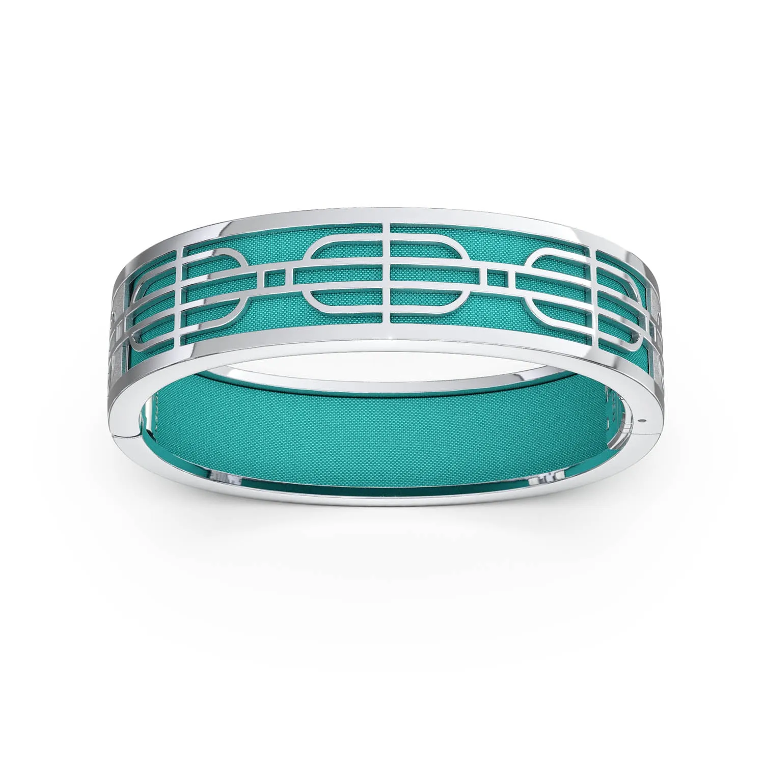 Nanyang Dream Bangle - Shophouse Teal - Sterling Silver