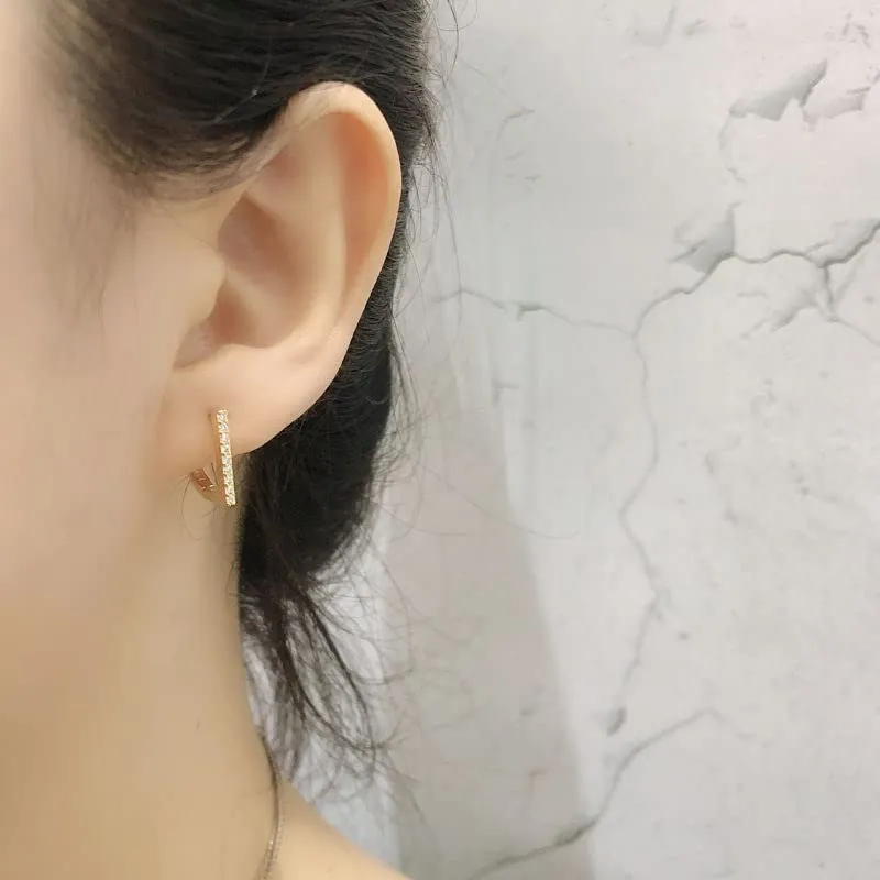 New Fashion Earrings Jewelry 925 Sterling Silver Diamond Earrings Minimalist Round Shape Gold Plated Hoop Earrings Women (1 pair gold)