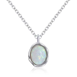 Opal Necklace Sterling Silver Necklace for Women Circle Necklace Pendant Necklace Handmade Necklace Opal Jewelry for Women