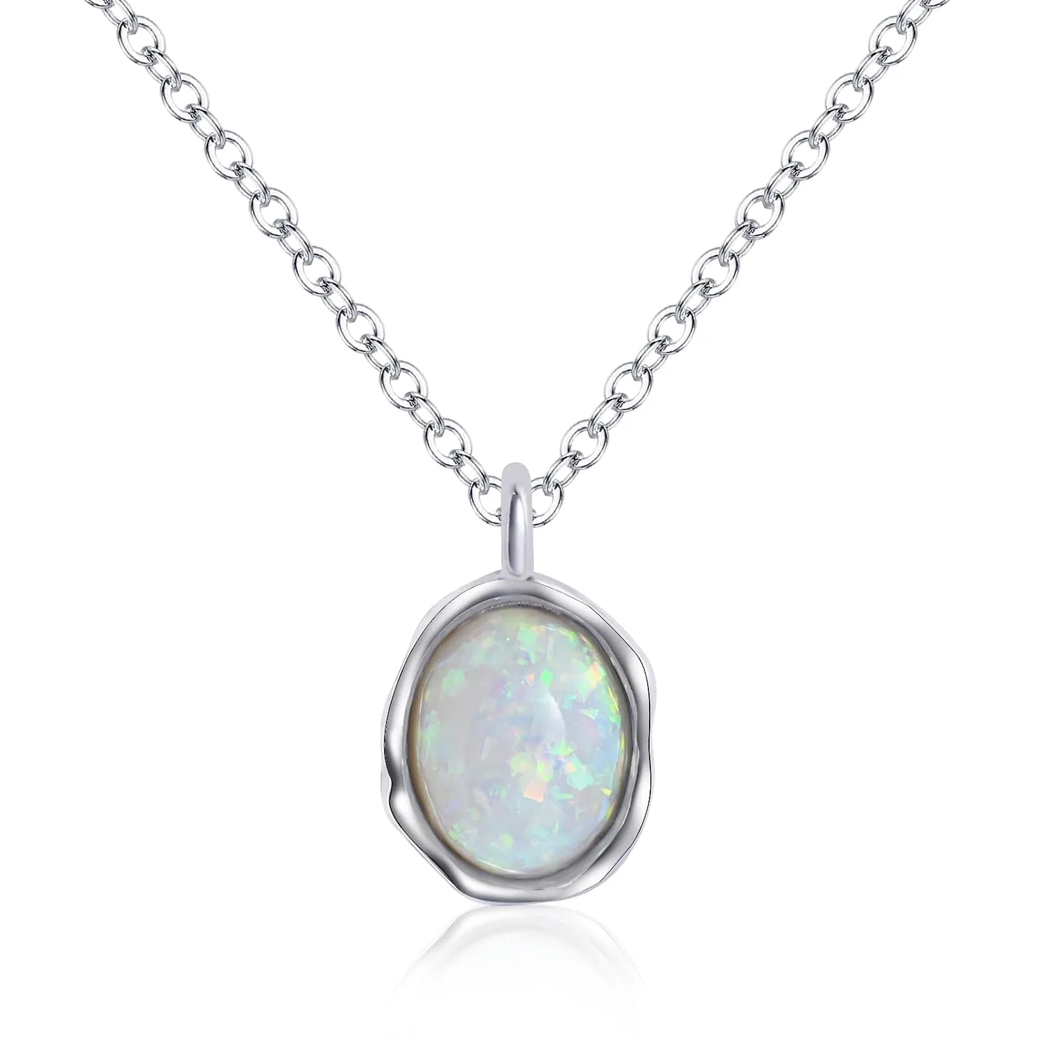Opal Necklace Sterling Silver Necklace for Women Circle Necklace Pendant Necklace Handmade Necklace Opal Jewelry for Women