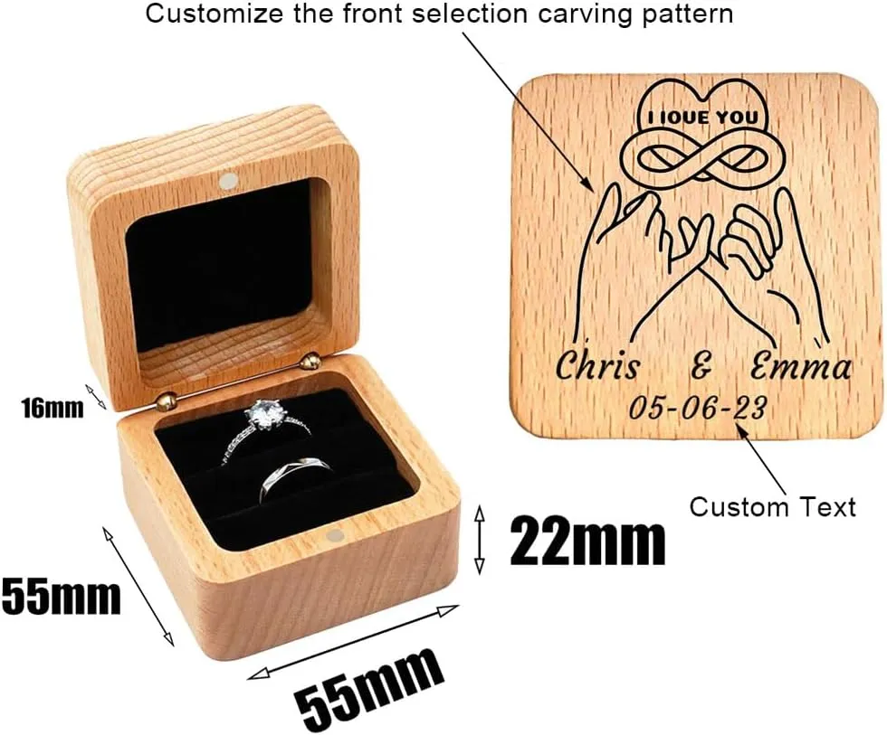 Personalized Matching Heart Wedding Rings Set - Him & Her Promise Rings with Names Engraved