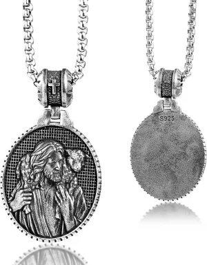Sterling Silver Crucifix Pendant Necklace for Men Women, Jesus Cross Necklace for Boy Christmas Gift
