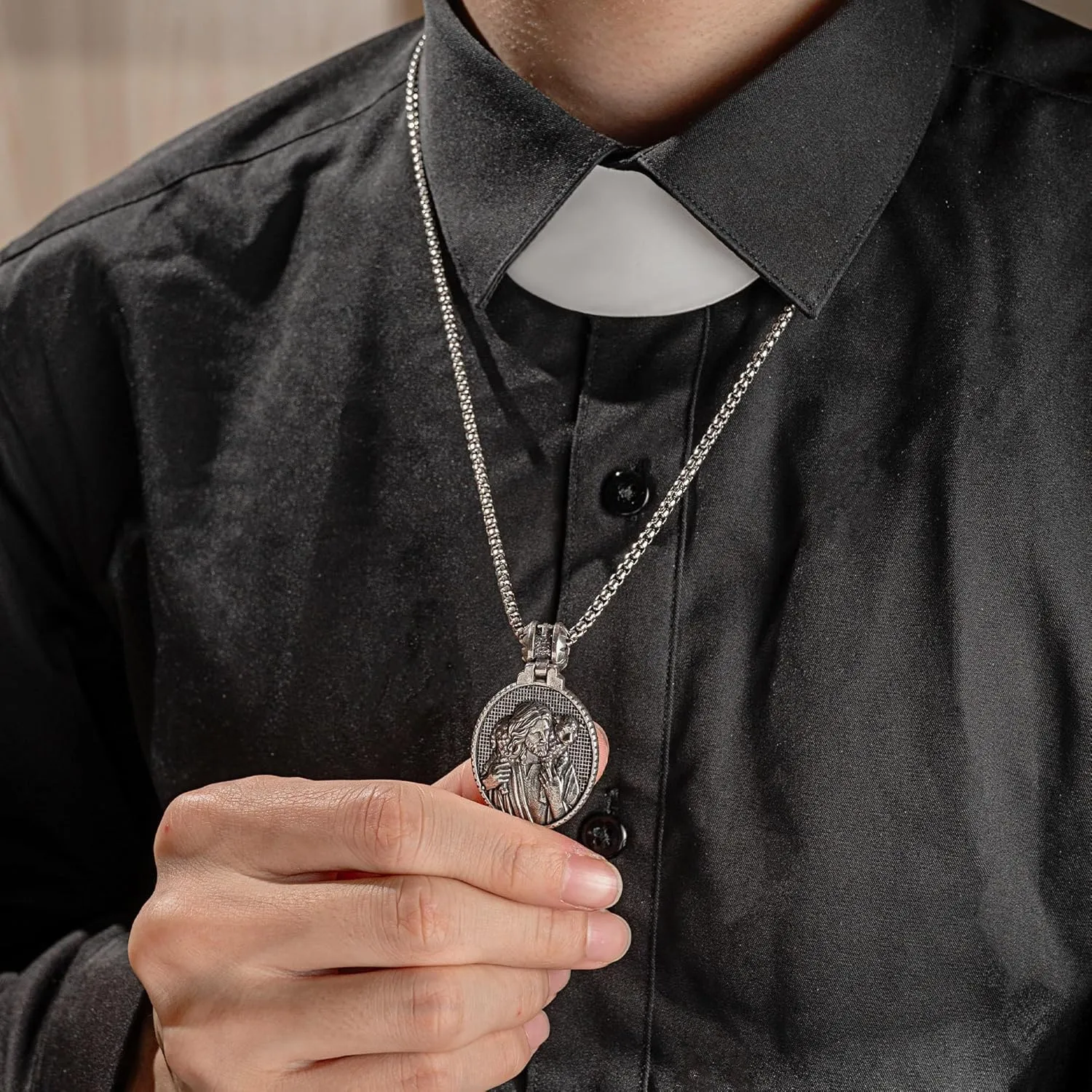 Sterling Silver Crucifix Pendant Necklace for Men Women, Jesus Cross Necklace for Boy Christmas Gift