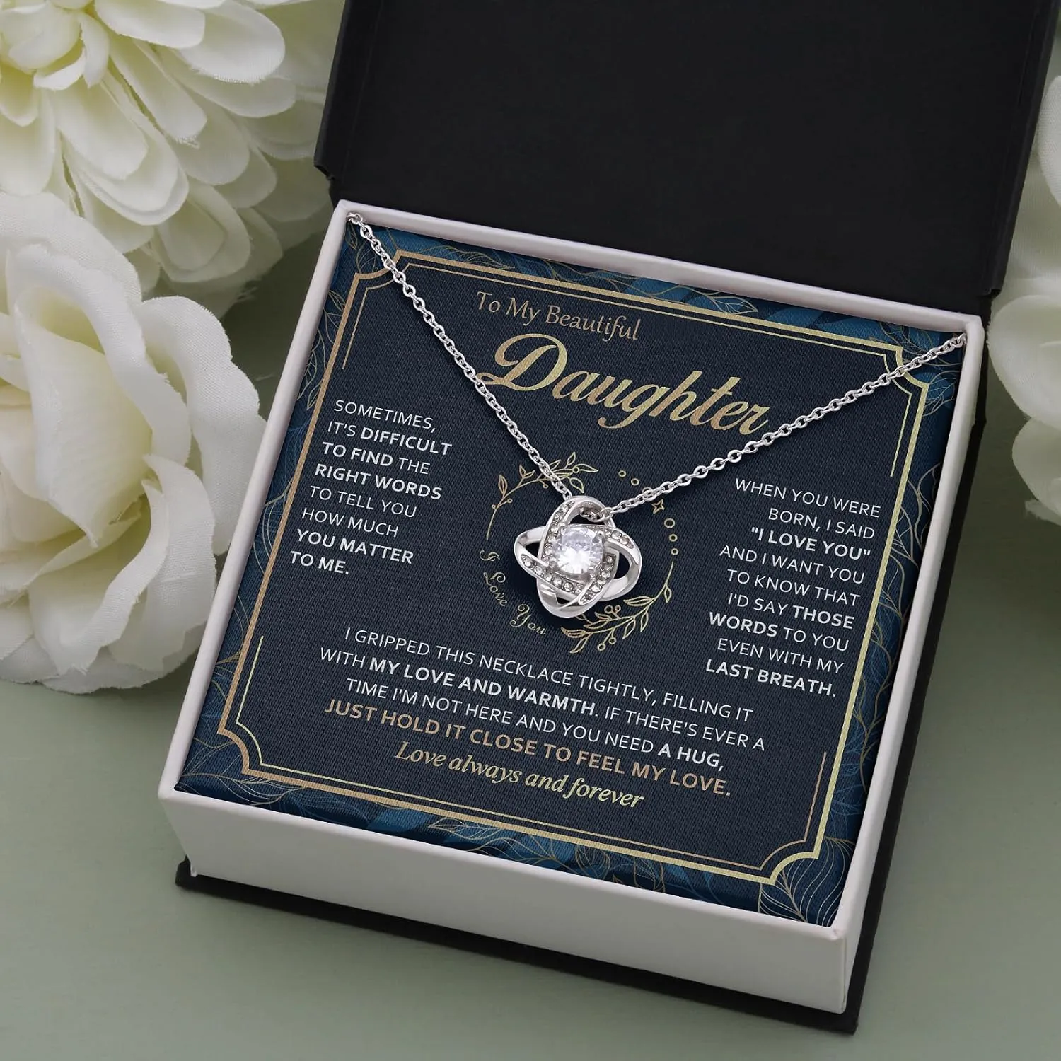 To My Daughter Necklace from Dad Mom - Daughter Gifts from Mother Father, Beautiful Necklace for Birthday, Graduation, Wedding Day, Mothers Day Gift for Adult Grown Daughters, Unique Presents Ideas