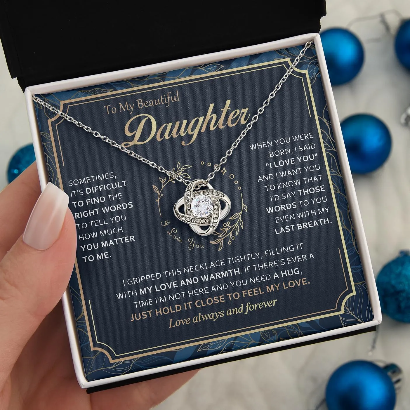 To My Daughter Necklace from Dad Mom - Daughter Gifts from Mother Father, Beautiful Necklace for Birthday, Graduation, Wedding Day, Mothers Day Gift for Adult Grown Daughters, Unique Presents Ideas
