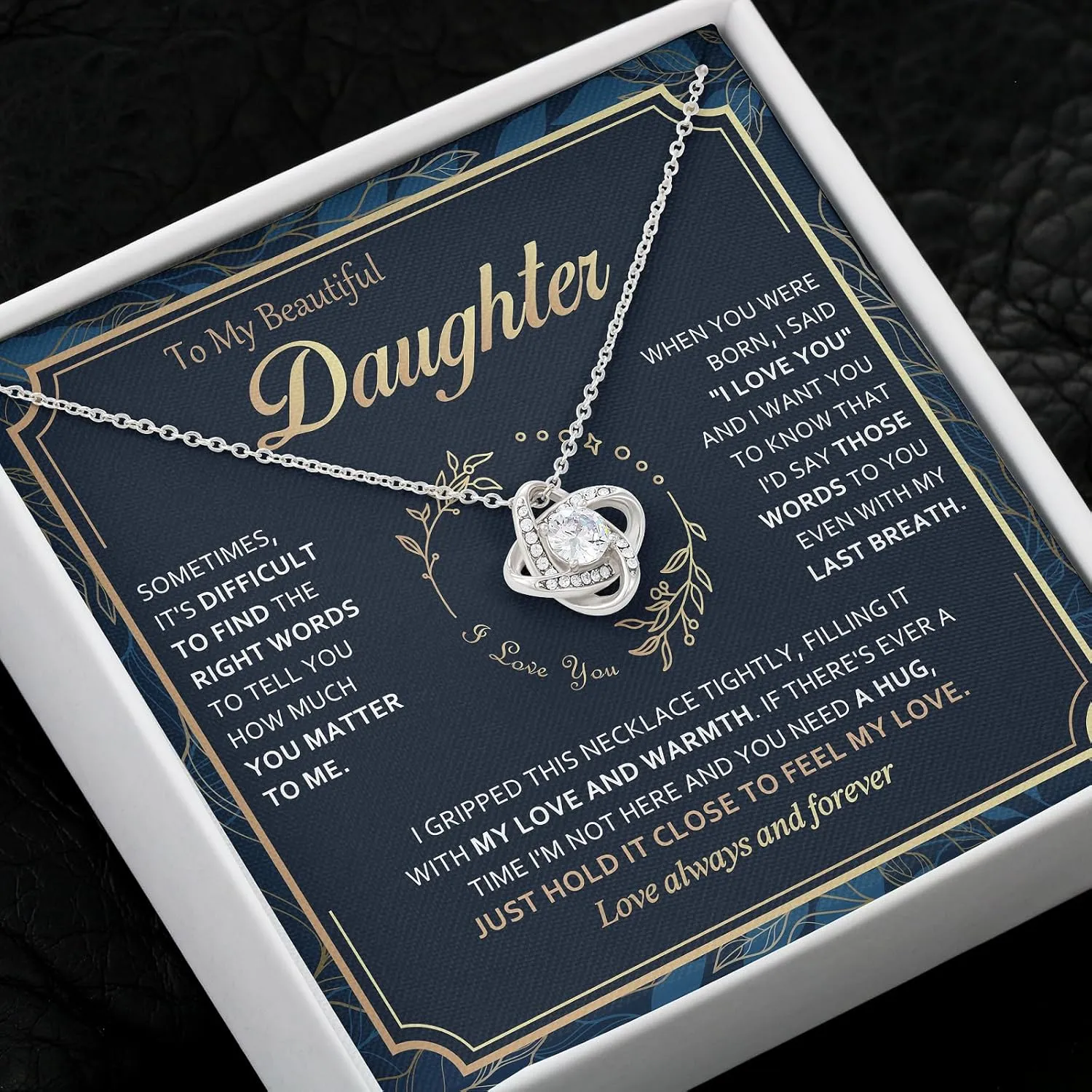 To My Daughter Necklace from Dad Mom - Daughter Gifts from Mother Father, Beautiful Necklace for Birthday, Graduation, Wedding Day, Mothers Day Gift for Adult Grown Daughters, Unique Presents Ideas