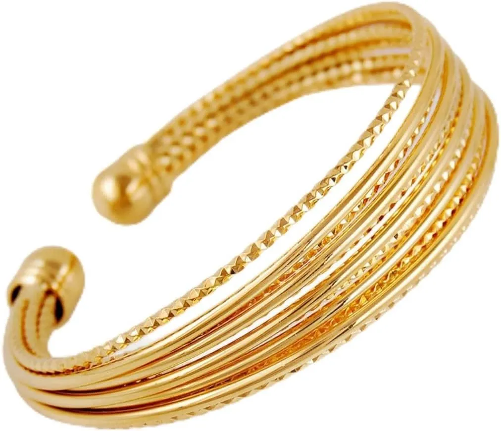 Unique Zircon Bangle Cuff Gold Plated Bracelet Perfect Present for Her