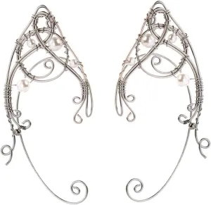 VALICLUD 2pcs Elf Ear Cuff Clip-on Earrings Earring Wrap Crawler Hook Jewelry for Women Gold Metal Ear Cuff for Role Play