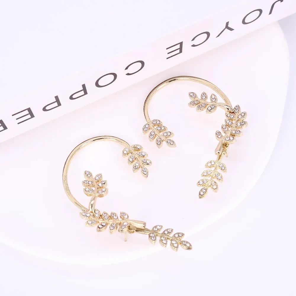 Vintage Ear Cuffs with Stud Earrings for Women, Ear Bone Clips Wrap Around Hook with Pierced Fixed Climber Clip On Earrings Stud for Women