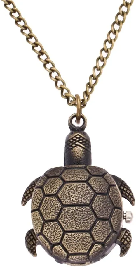 Vintage Pocket Watch - Cute Turtle Pendant Watch Quartz Pocket Watch Novelty Retro Pendant Necklace Watch for Women Men